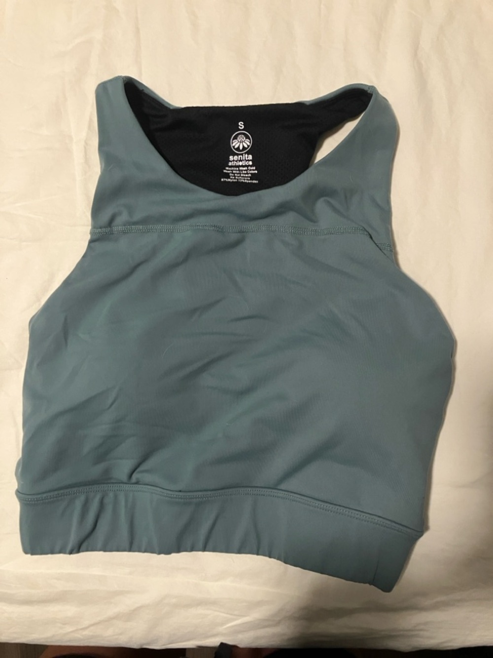 Senita Athletics Dusty Blue High-Neck Sports Bra